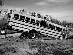Post-Katrina School Bus (Grayscale) by laffy4k katrina photo