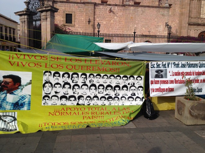 Normalista's radical banners.