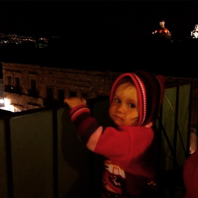 Our daughter's last night with Morelia's skyline.