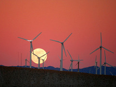 Moon Rise behind the San Gorgonio Pass Wind Farm by “Caveman Chuck” Coker wind farm photo