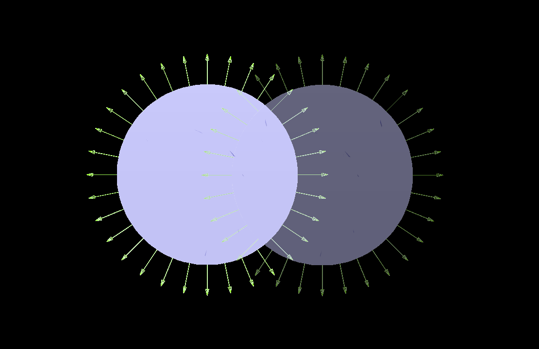 Two tanks overlaid to form the double bubble. Black background so things are bit easier to see.