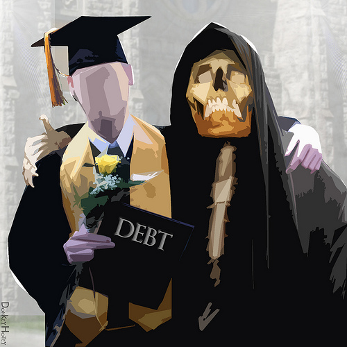Indentured Student - Cartoon by DonkeyHotey College cost photo