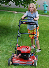 Philip's first time mowing the lawn by wplynn mow lawn photo