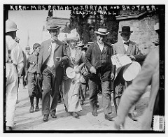 Kern, Mrs. Bryan, W.J. Bryan, and brother leaving hall (LOC) by The Library of Congress william jennings bryan photo